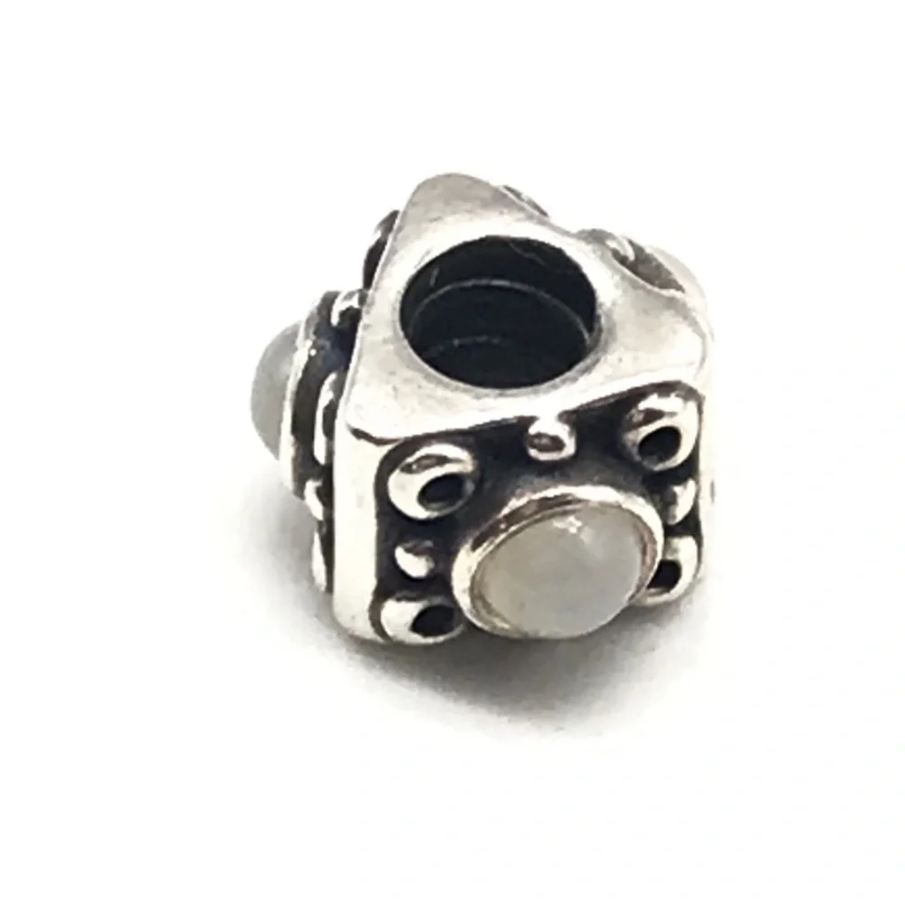 Pandora Retired Triangular Moonstone Triple 3 Sided Rare Bead Charm